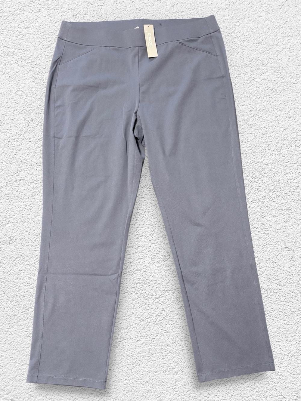 Chico's Travelers Collection Crepe Pant Straight Leg in Carbon Gray 2.5R 14R NWT